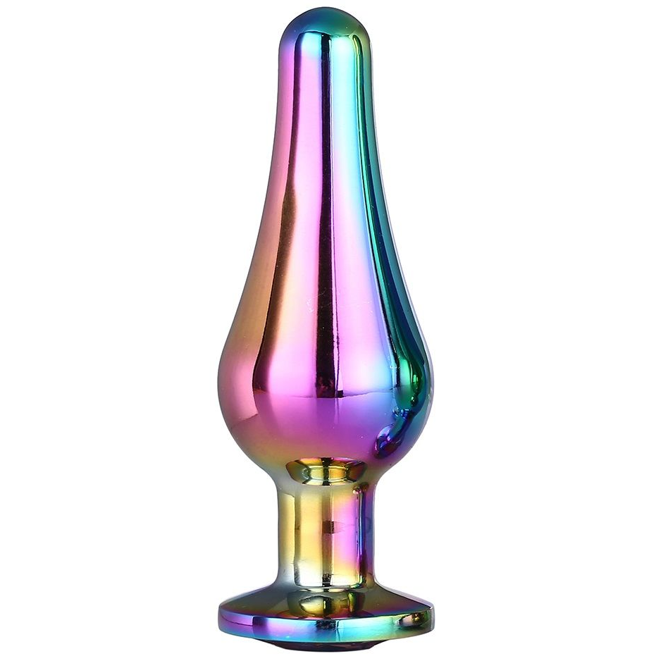 Купить радужная анальная пробка с кристаллом coloured pleasure plug s - 9 см. Image