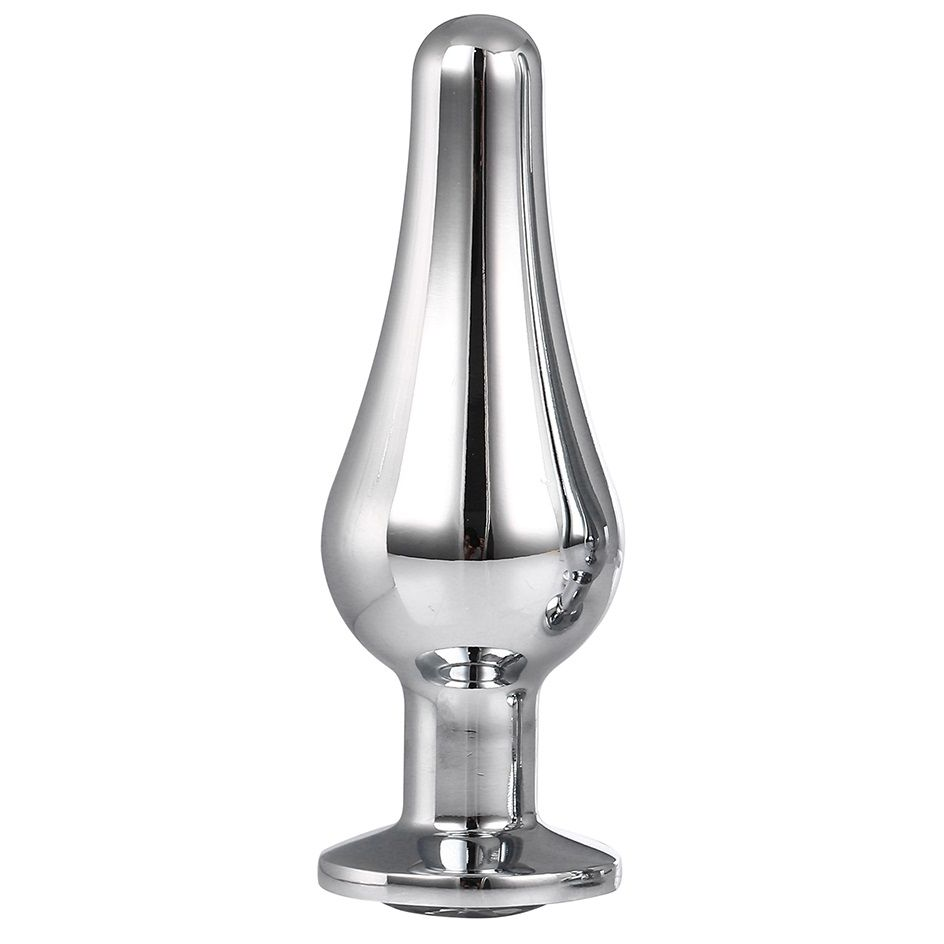 Купить серебристая анальная пробка с кристаллом silver pleasure plug s - 9 см. Image