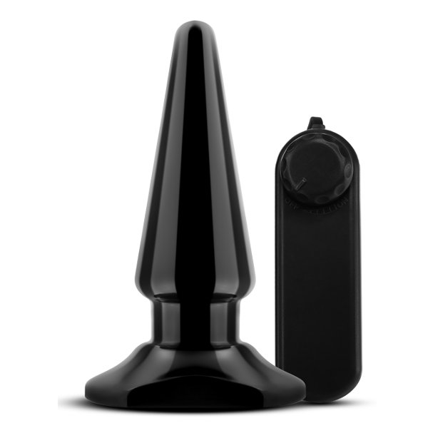 Купить черная анальная пробка с вибрацией basic vibrating anal pleaser - 10,2 см. Image