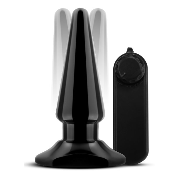 Купить черная анальная пробка с вибрацией basic vibrating anal pleaser - 10,2 см. Image