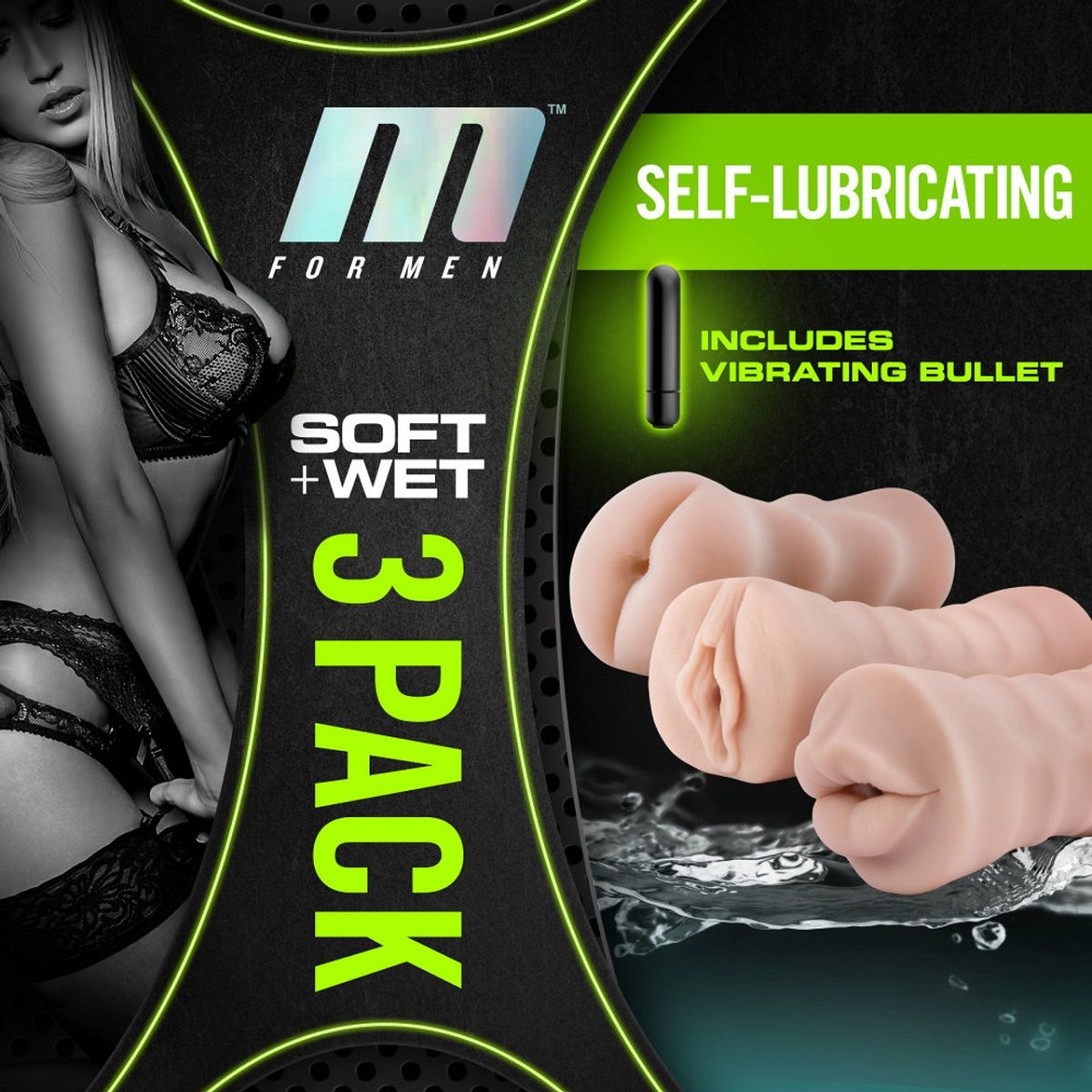 Купить набор из 3 мастурбаторов и вибропули 3-pack self-lubricating vibrating stroker sleeve kit Image