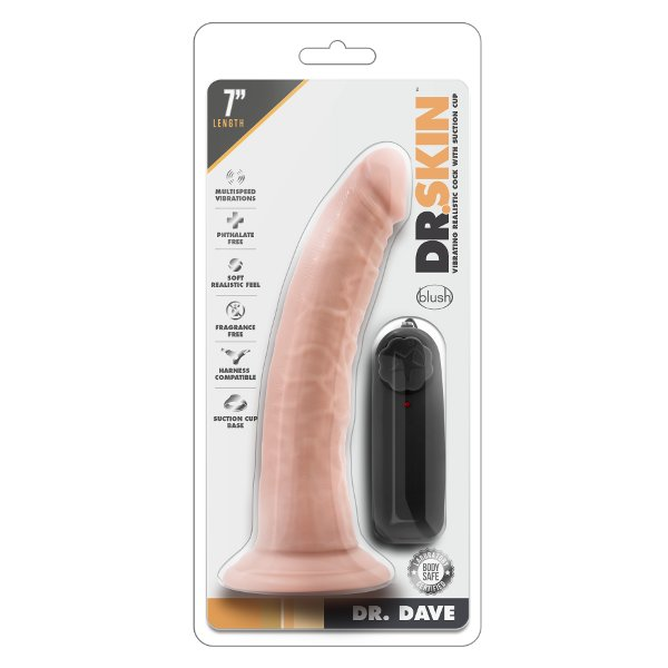 Купить телесный вибратор-реалистик dr. dave 7 inch vibrating cock - 19 см. Image