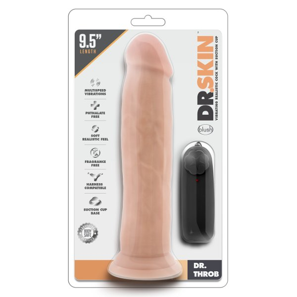 Купить телесный вибратор-реалистик dr. throb 9.5 inch vibrating realistic cock - 24,1 см. Image