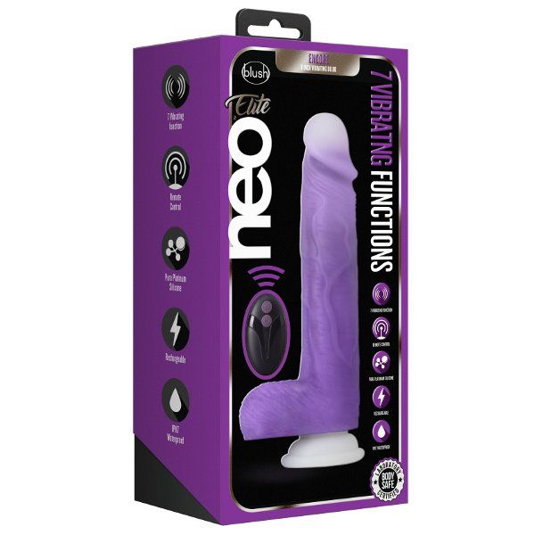 Купить фиолетовый вибратор-реалистик encore 8 inch vibrating dildo - 21,6 см. Image