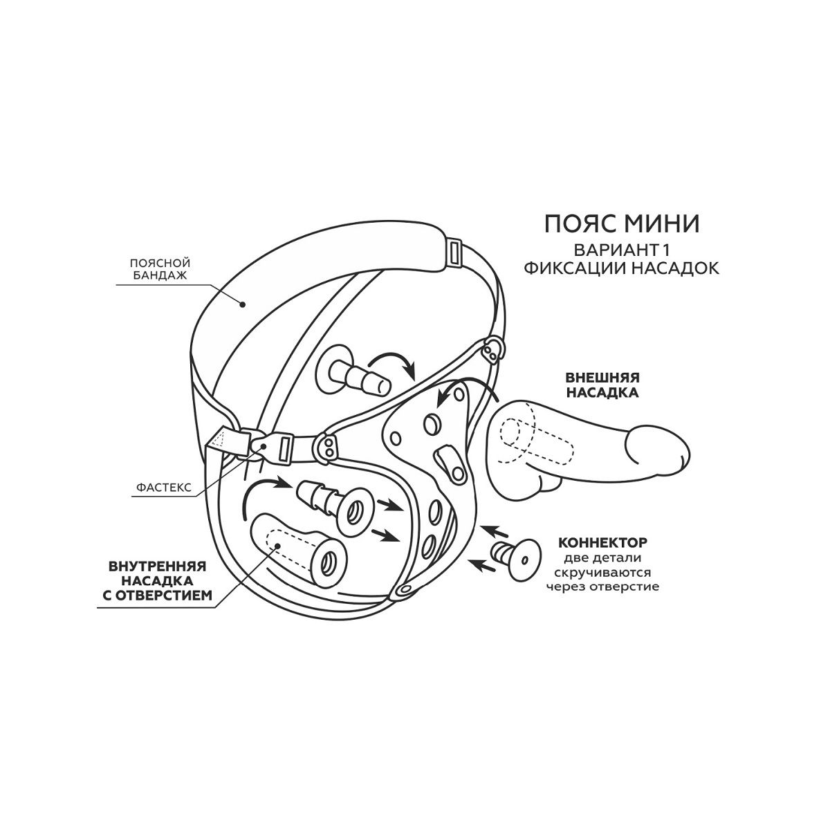 Купить красно-черный женский пояс с 2 способами крепления насадок Image