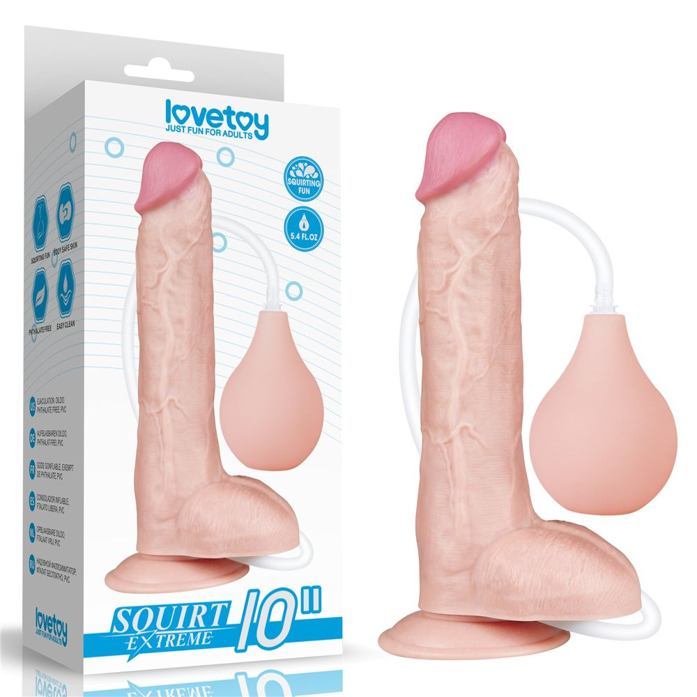 Купить реалистичный фаллоимитатор с имитацией эякуляции 10 squirt extreme dildo - 25,4 см. Image