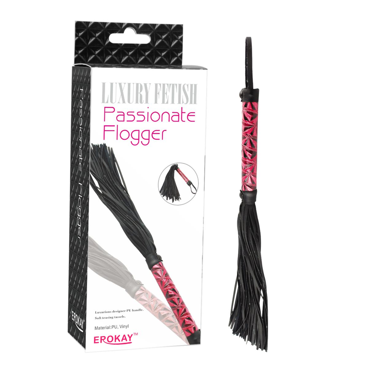 Купить аккуратная плетка с красной рукоятью passionate flogger - 39 см. Image