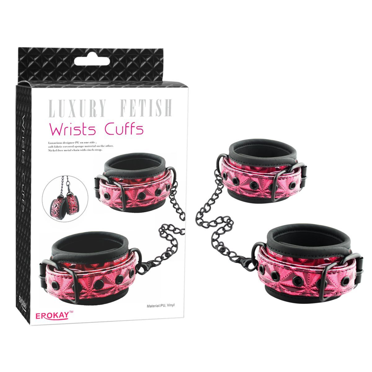 Купить красно-чёрные кожаные наручники wrists cuffs с геометрическим узором Image