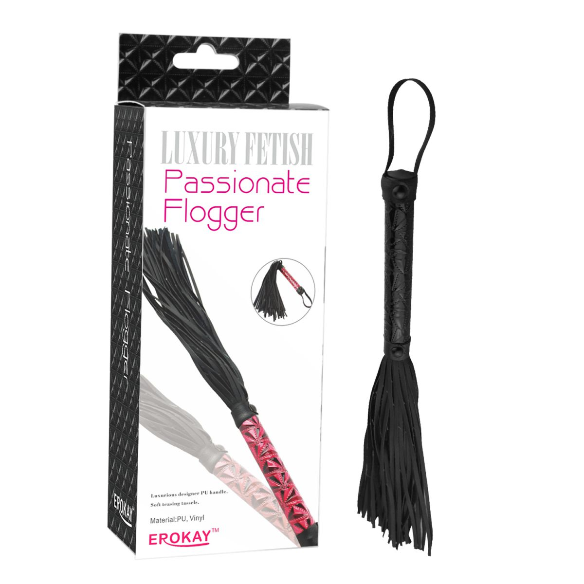 Купить чёрная многохвостая кожаная плетка passionate flogger - 39 см. Image