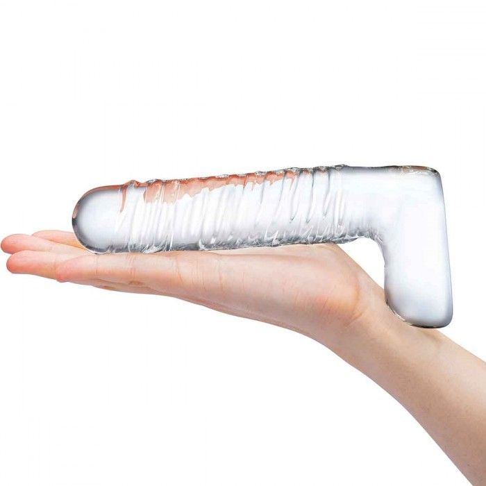 Купить прозрачный фаллоимитатор 8  realistic ribbed glass dildo - 20,3 см. Image