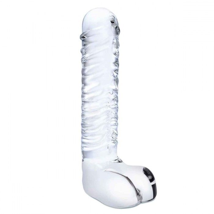 Купить прозрачный фаллоимитатор 8  realistic ribbed glass dildo - 20,3 см. Image