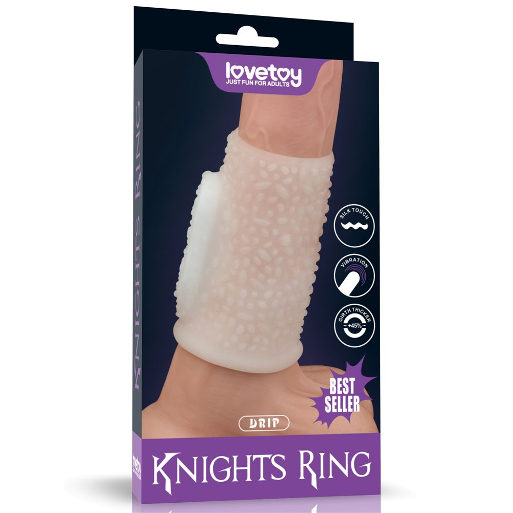 Купить белая вибронасадка на пенис knights ring с пупырышками Image