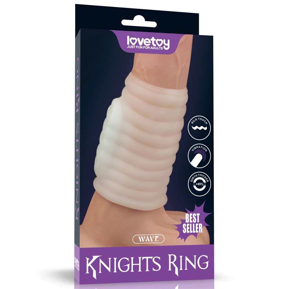 Купить белая вибронасадка на пенис knights ring с ребрышками Image