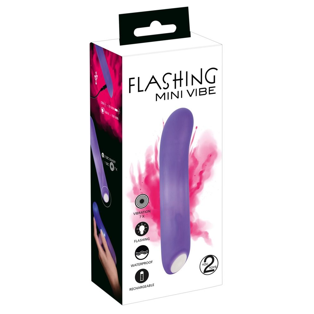 Купить фиолетовый мини-вибратор flashing mini vibe - 15,2 см. Image