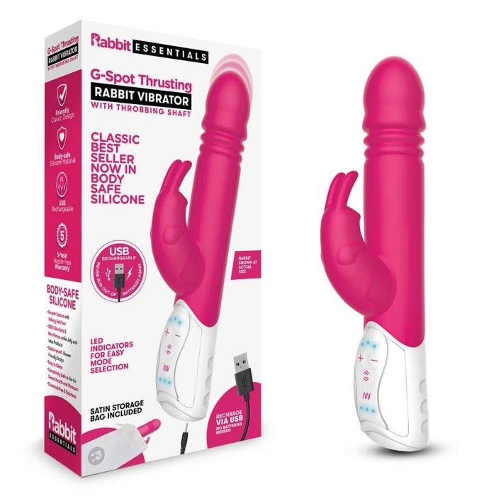 Купить розовый пульсирующий вибромассажер g-spot thrusting rabbit - 24 см. Image