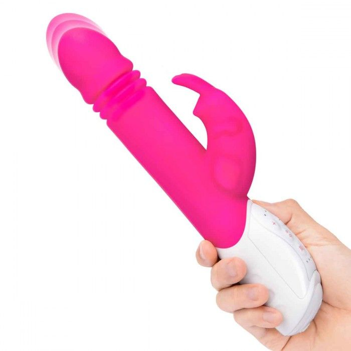 Купить розовый пульсирующий вибромассажер g-spot thrusting rabbit - 24 см. Image