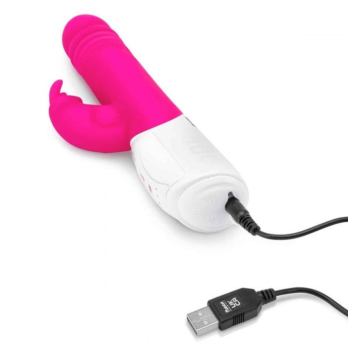 Купить розовый пульсирующий вибромассажер g-spot thrusting rabbit - 24 см. Image