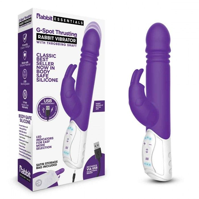 Купить фиолетовый пульсирующий вибромассажер g-spot thrusting rabbit - 24 см. Image