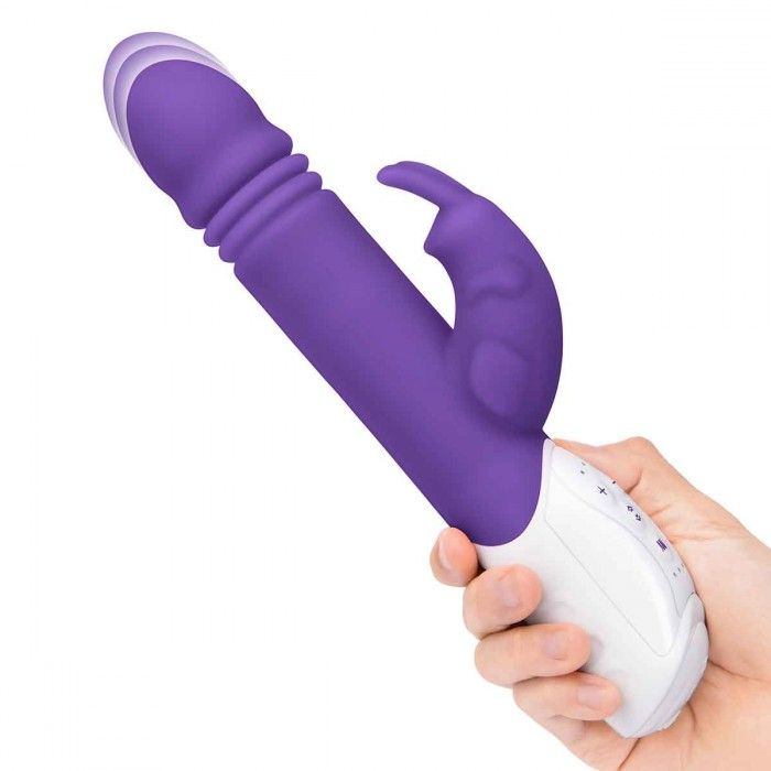 Купить фиолетовый пульсирующий вибромассажер g-spot thrusting rabbit - 24 см. Image