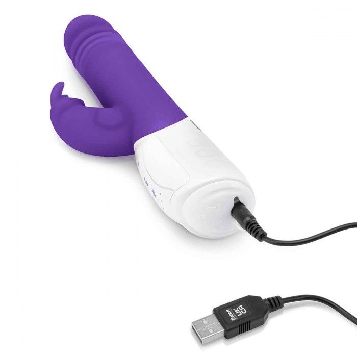 Купить фиолетовый пульсирующий вибромассажер g-spot thrusting rabbit - 24 см. Image