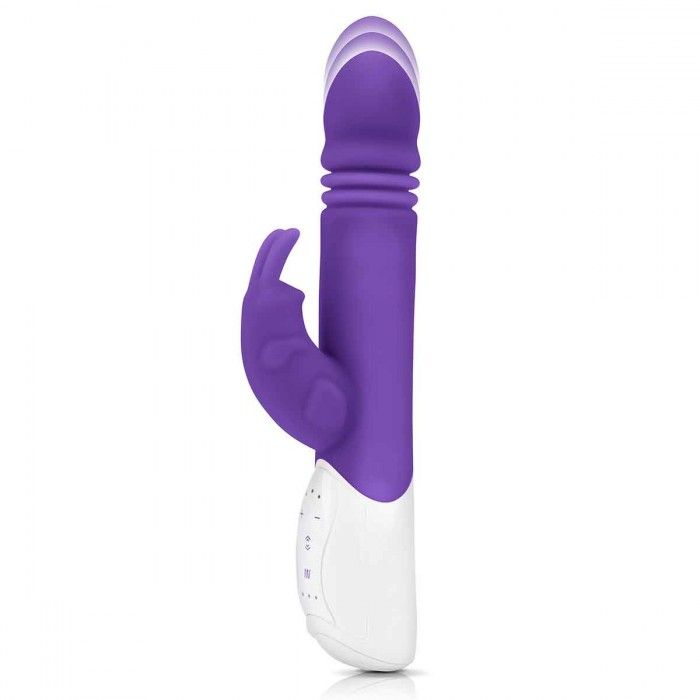 Купить фиолетовый пульсирующий вибромассажер g-spot thrusting rabbit - 24 см. Image