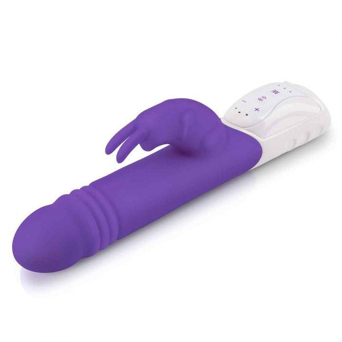 Купить фиолетовый пульсирующий вибромассажер g-spot thrusting rabbit - 24 см. Image