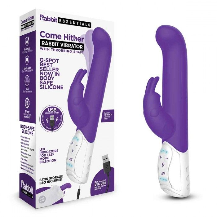 Купить фиолетовый вибромассажер для g-точки come hither g-spot rabbit - 24,5 см. Image