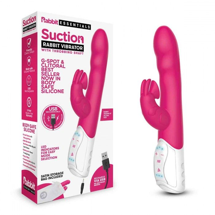 Купить розовый вибромассажер с клиторальной стимуляцией clitoral suction rabbit - 24,5 см. Image