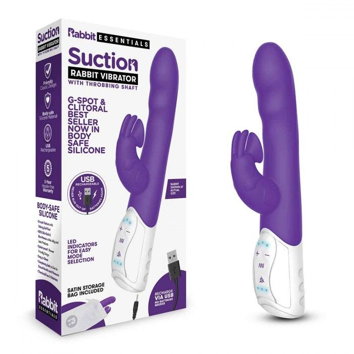 Купить фиолетовый вибромассажер с клиторальной стимуляцией clitoral suction rabbit - 24,5 см. Image