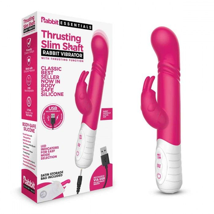 Купить розовый массажер для g-точки slim shaft thrusting g-spot rabbit - 23 см. Image