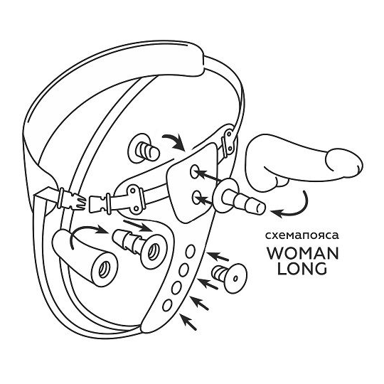 Купить женский пояс-трусики c 2 насадками и вагинальной пробкой woman long Image