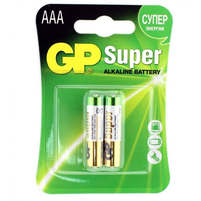 Купить батарейки алкалиновые gp super alkaline ааa/lr03 - 2 шт. Image