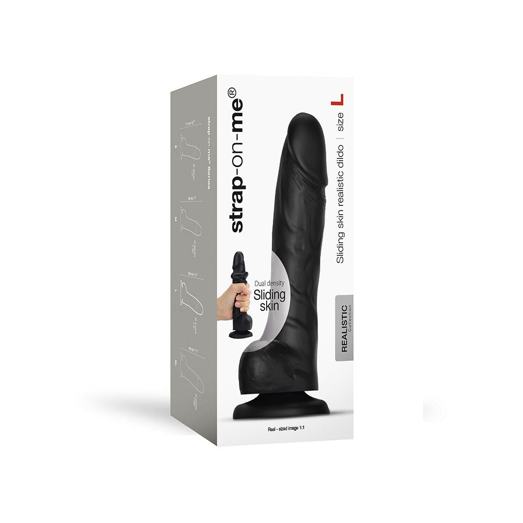 Купить черный фаллоимитатор strap-on-me sliding skin realistic dildo size l Image