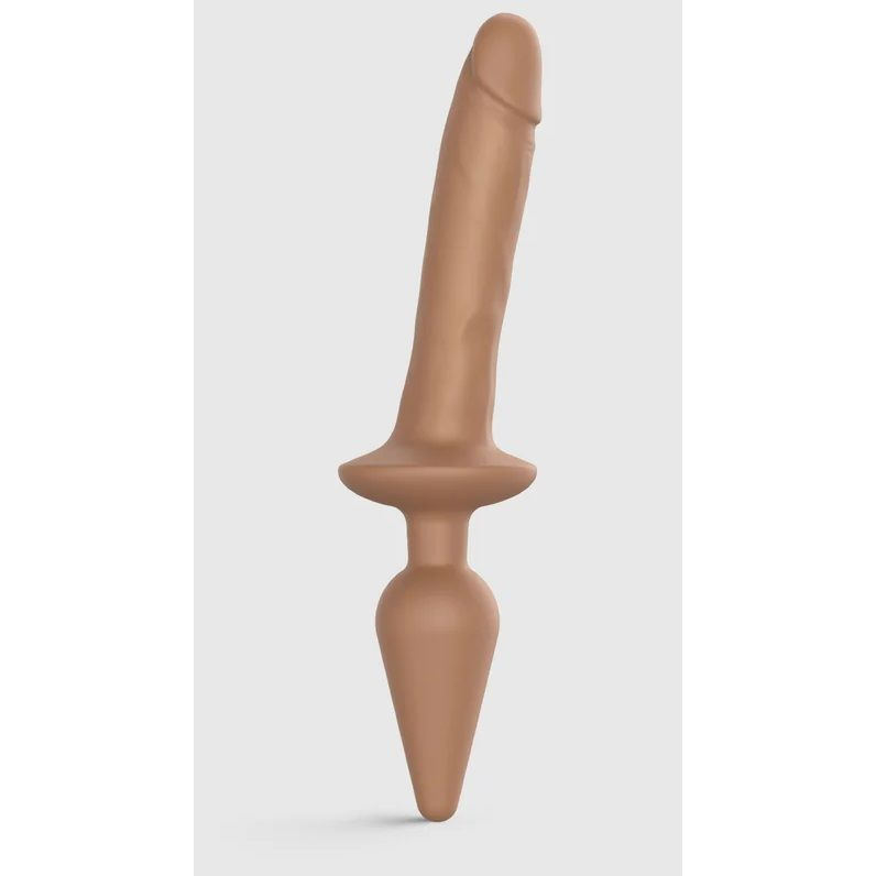 Купить карамельный двусторонний фаллоимитатор strap-on-me dildo plug-in switch size l Image