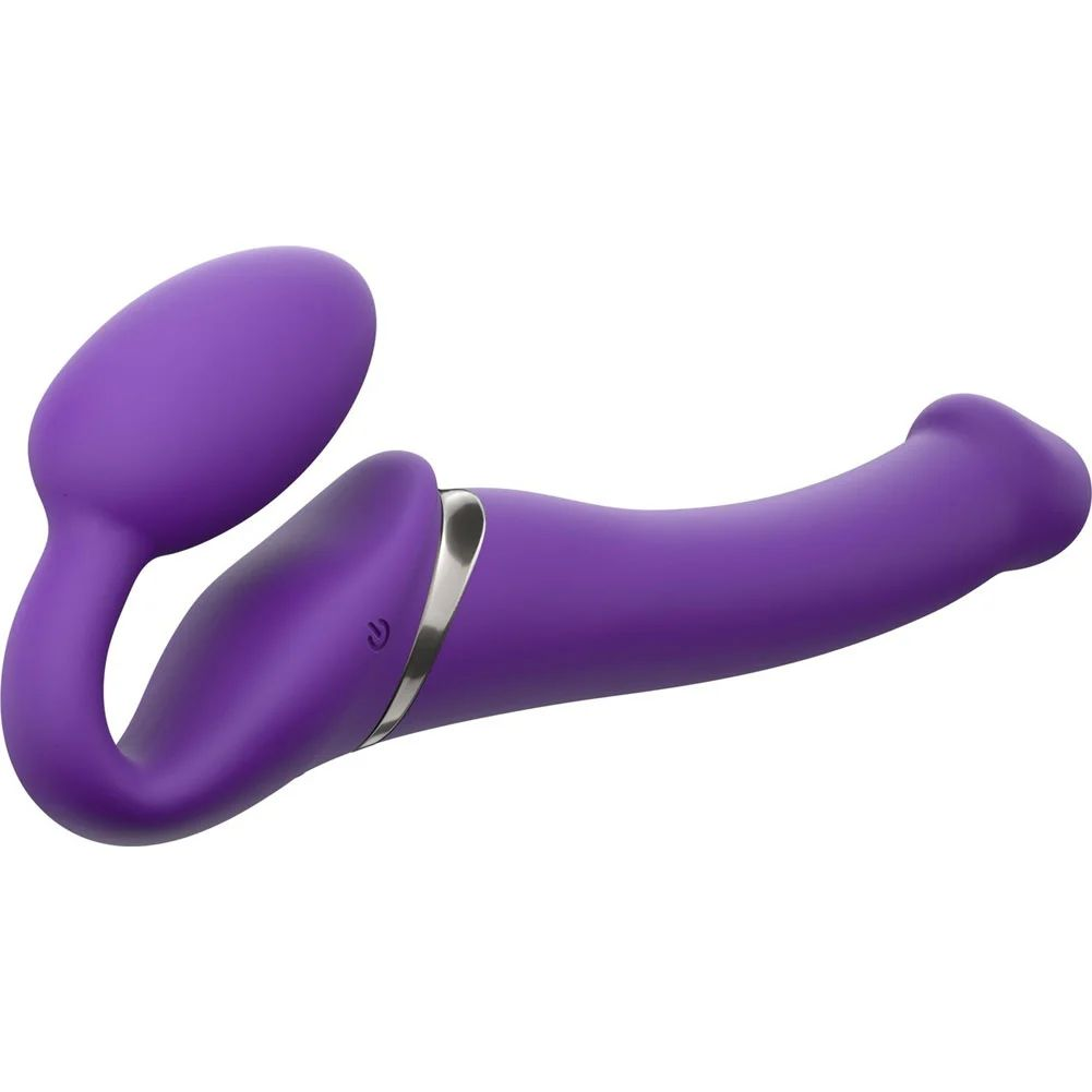 Купить фиолетовый безремневой вибрострапон silicone bendable strap-on - size m Image