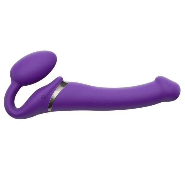 Купить фиолетовый безремневой вибрострапон silicone bendable strap-on - size m Image