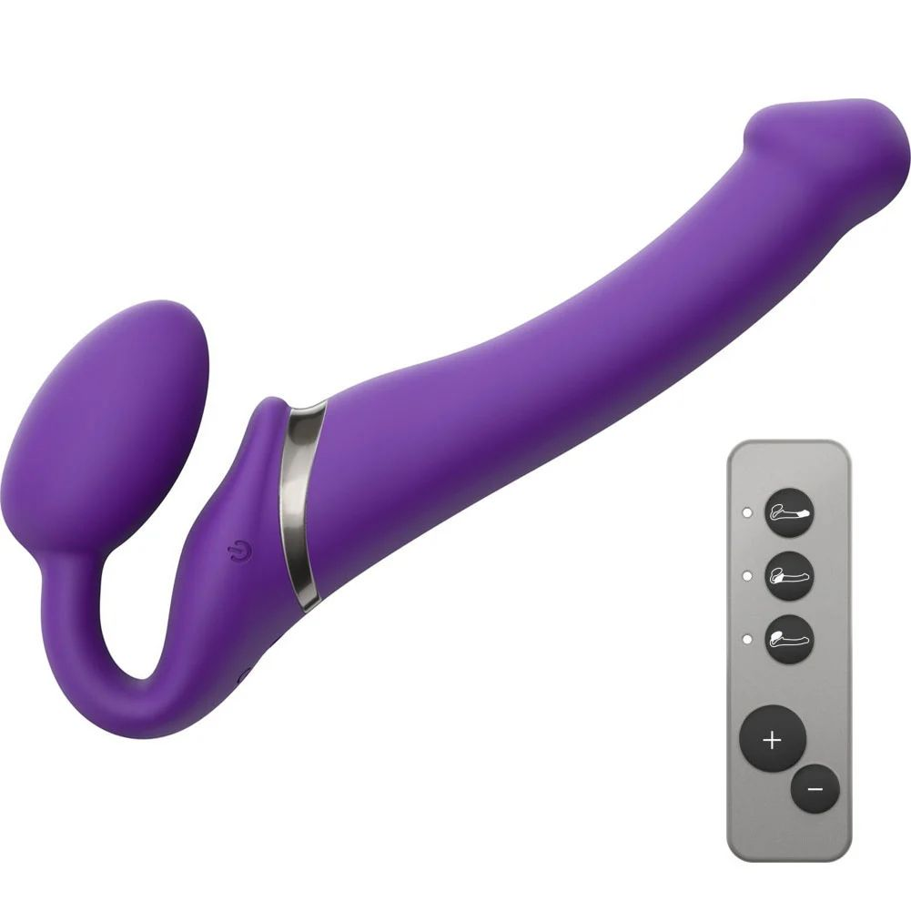 Купить фиолетовый безремневой вибрострапон vibrating bendable strap-on - size l Image