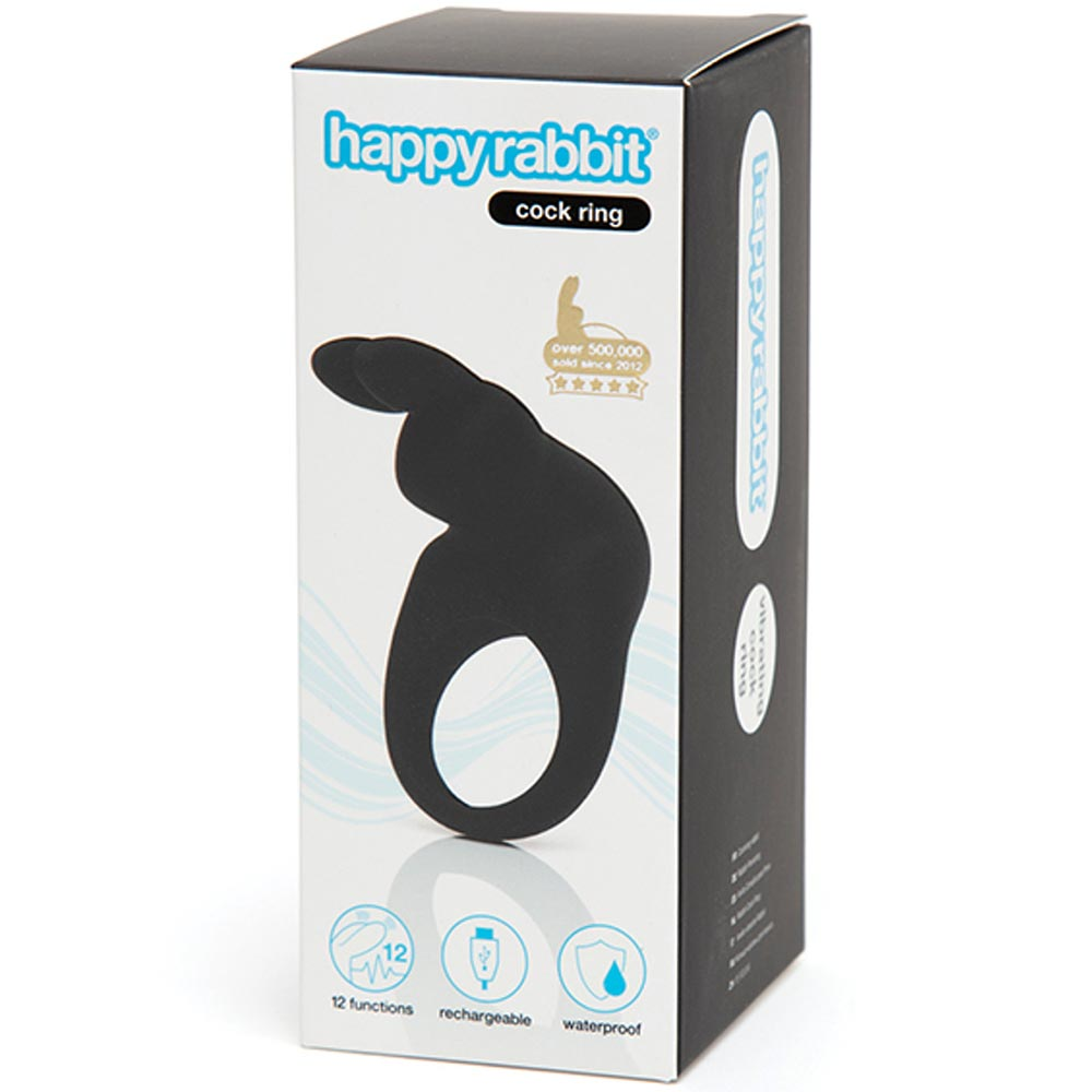 Купить черное эрекционное виброкольцо happy rabbit rechargeable rabbit cock ring Image