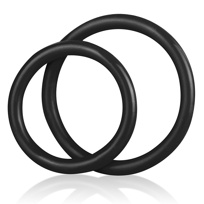 Купить набор из двух черных силиконовых колец разного диаметра silicone cock ring set Image