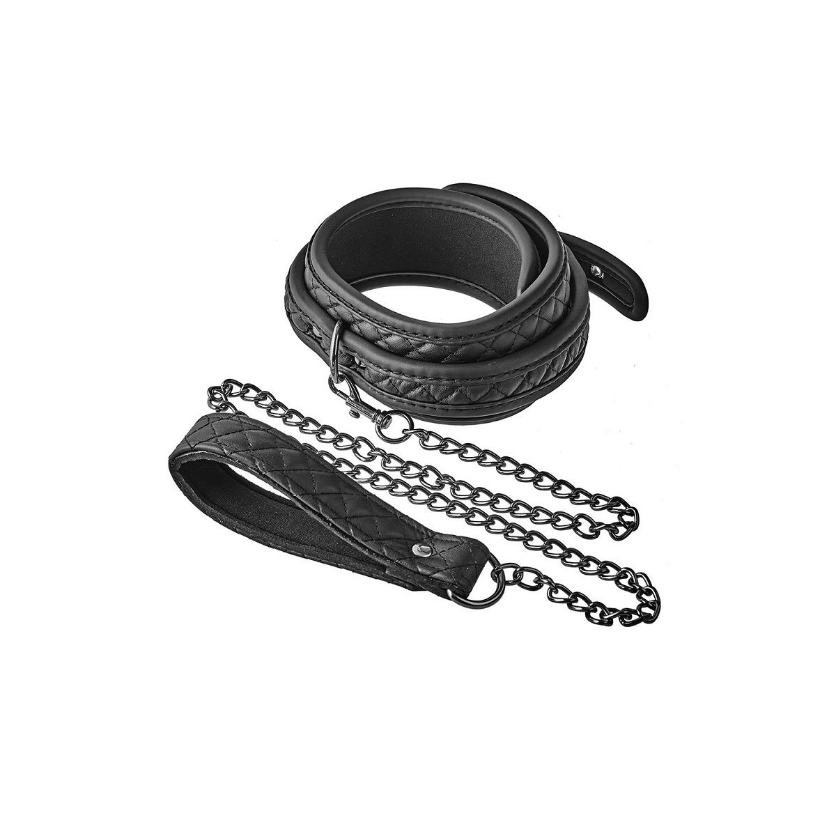 Купить черный ошейник с поводком collar leash diamond Image