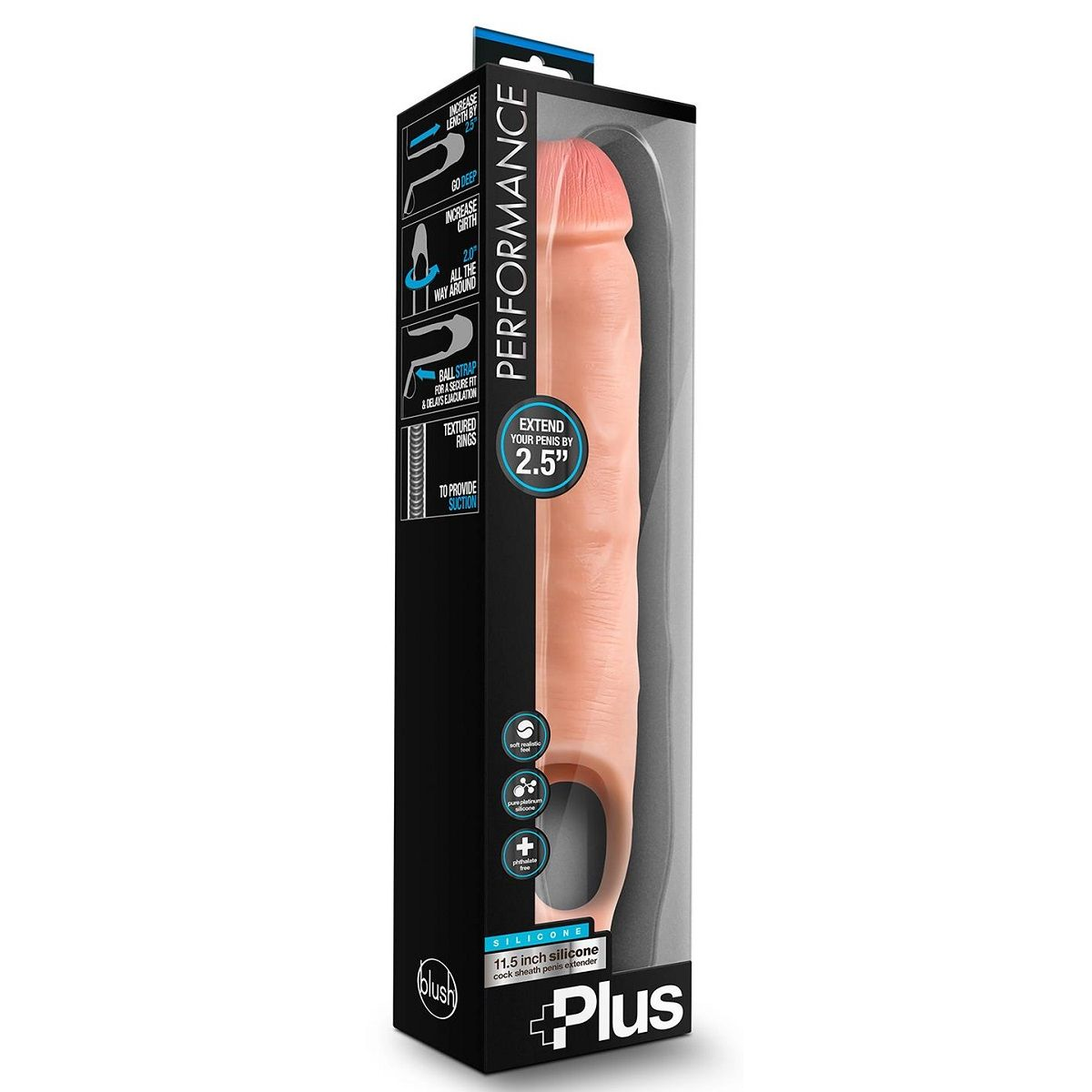 Купить телесная насадка-удлинитель 11.5 inch silicone cock sheath penis extender - 29,2 см. Image