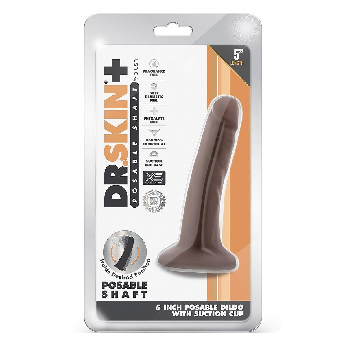 Купить коричневый фаллоимитатор-реалистик 5 inch posable dildo - 13,9 см. Image