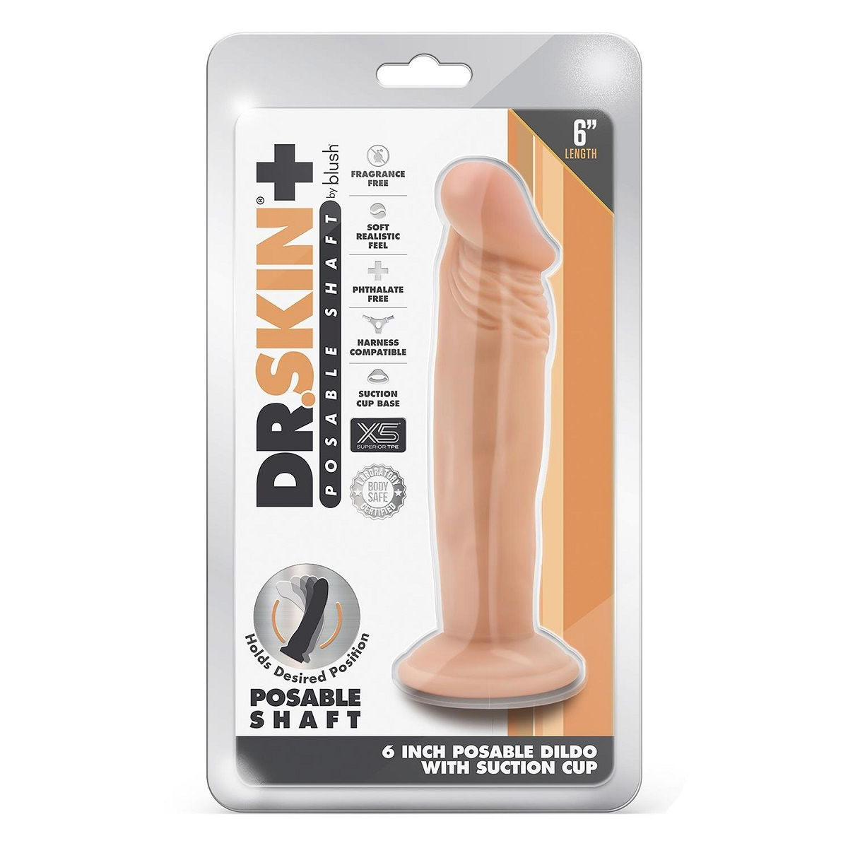 Купить телесный фаллоимитатор-реалистик 6 inch posable dildo - 16,5 см. Image