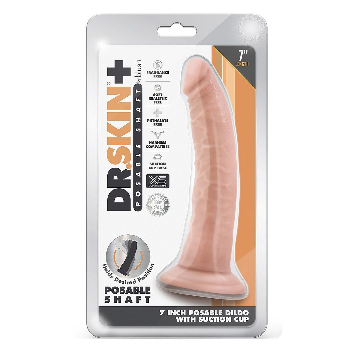 Купить телесный фаллоимитатор-реалистик 7 inch posable dildo - 19 см. Image