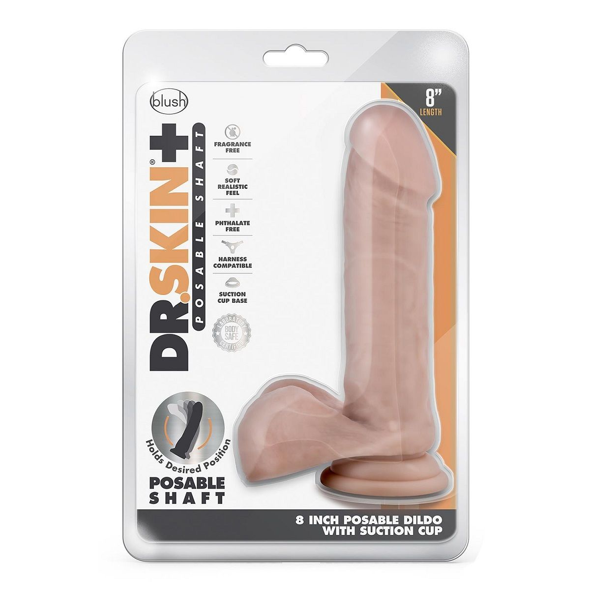 Купить телесный фаллоимитатор-реалистик 8 inch posable dildo with balls - 20,3 см. Image