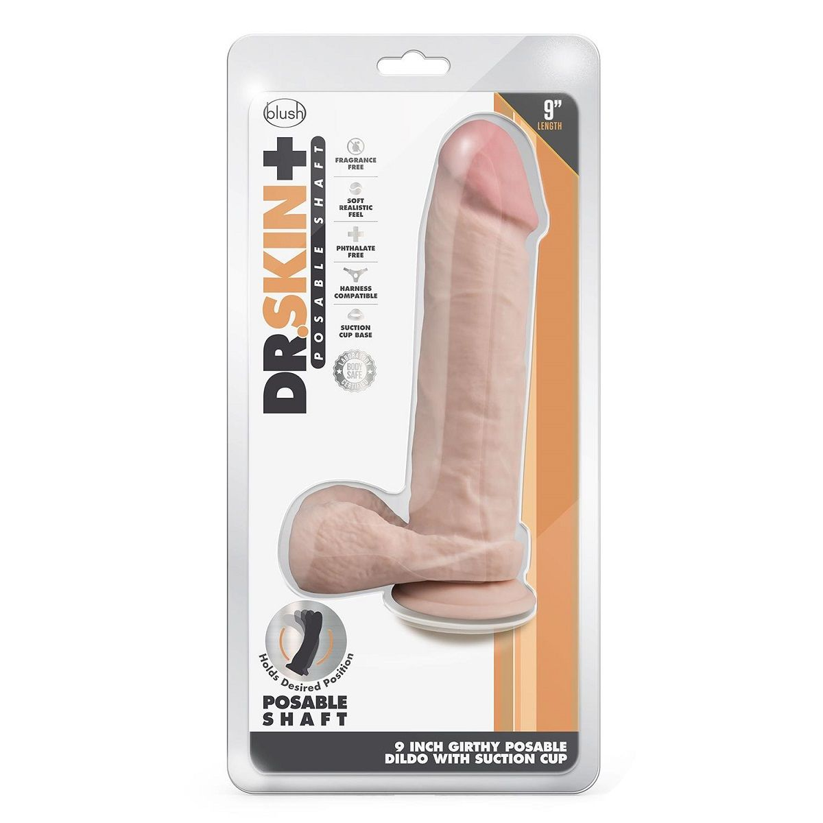 Купить телесный фаллоимитатор-реалистик 9 inch thick posable dildo with balls - 22,8 см. Image