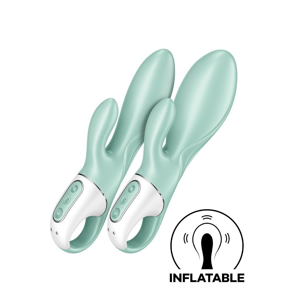 Купить зеленый вибратор-кролик satisfyer air pump bunny 5+ с функцией расширения - 20,4 см. Image