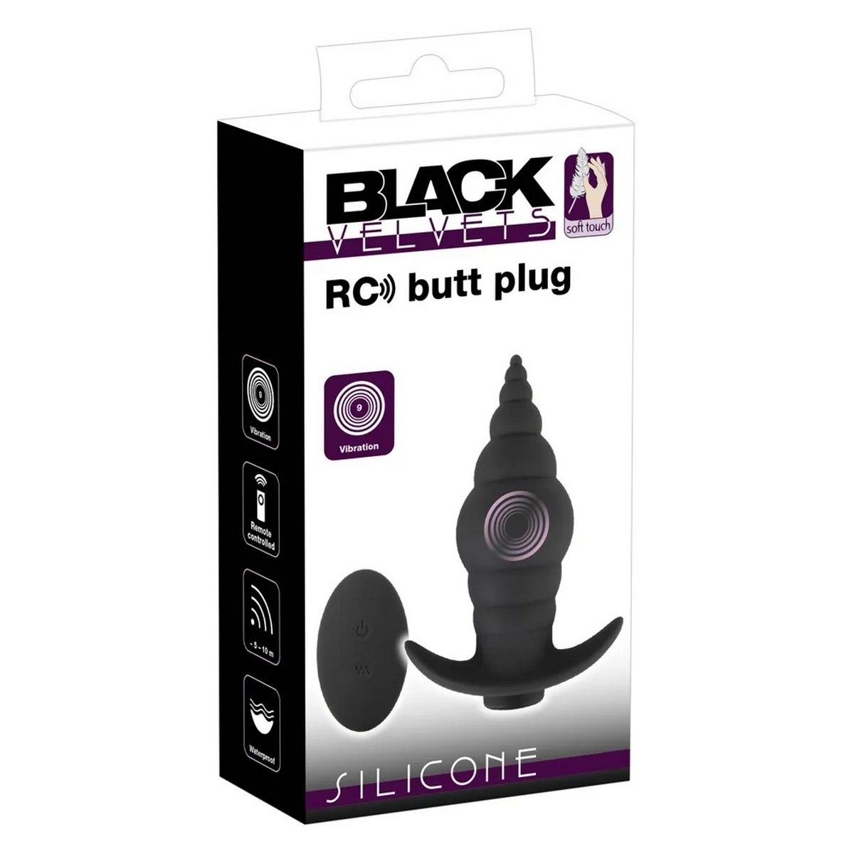 Купить черная анальная вибропробка rc butt plug - 9,6 см. Image