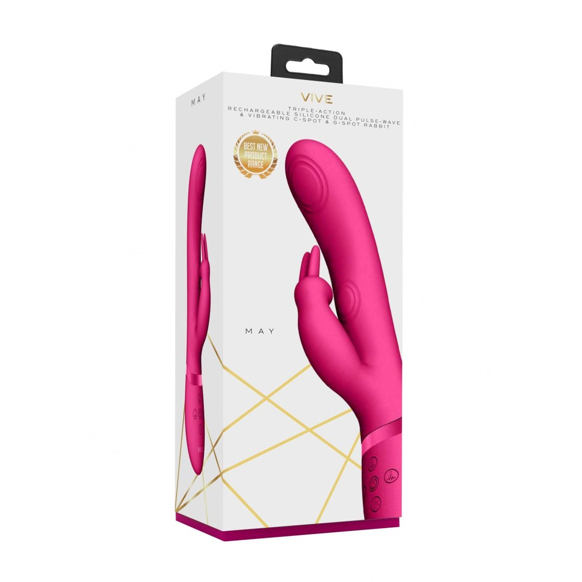 Купить розовый вибромассажер may pulse-wave & c-spot & g-spot rabbit - 22 см. Image