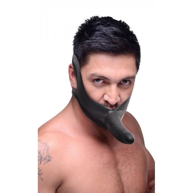 Купить черный кляп-страпон masters mini face fuck strap-on - 14 см. Image